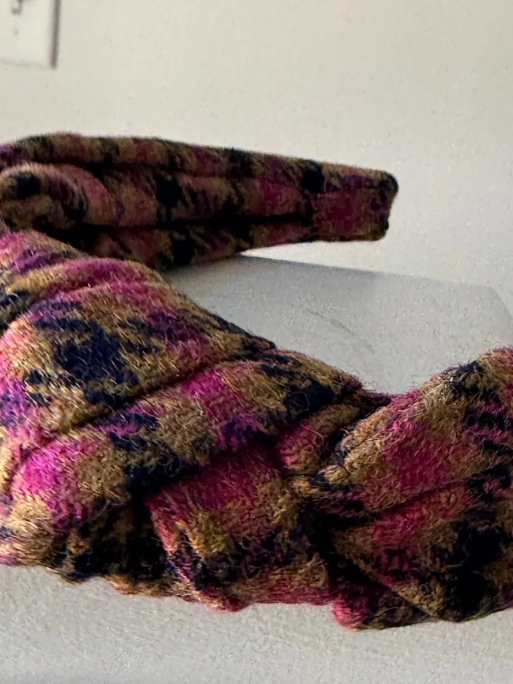 J. Crew  Pink Plaid Wool  Turban Headband